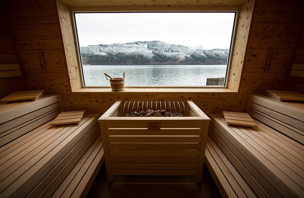Sauna with lake view